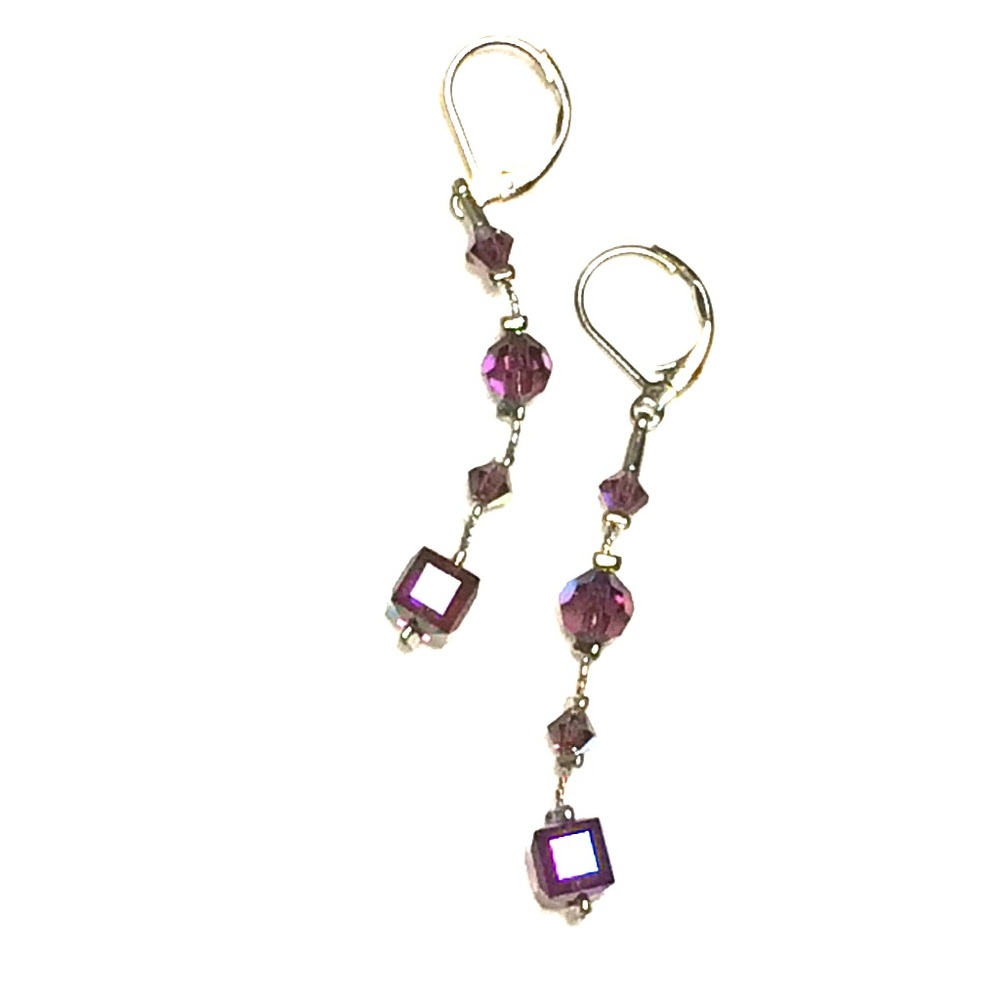 Dabby Reid Purple Hand Crafted Crystal Earrings